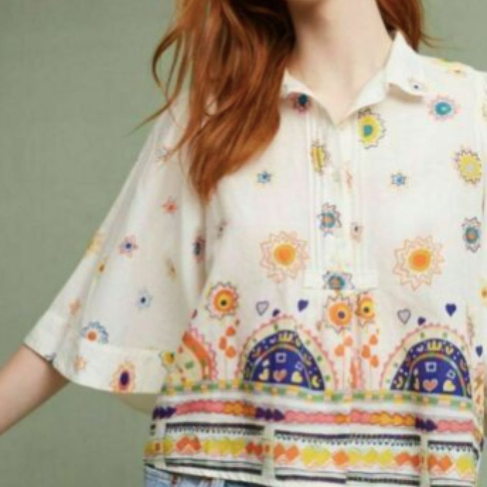 Anthropologie Maeve Eliot Popover Printed Sun Kimo